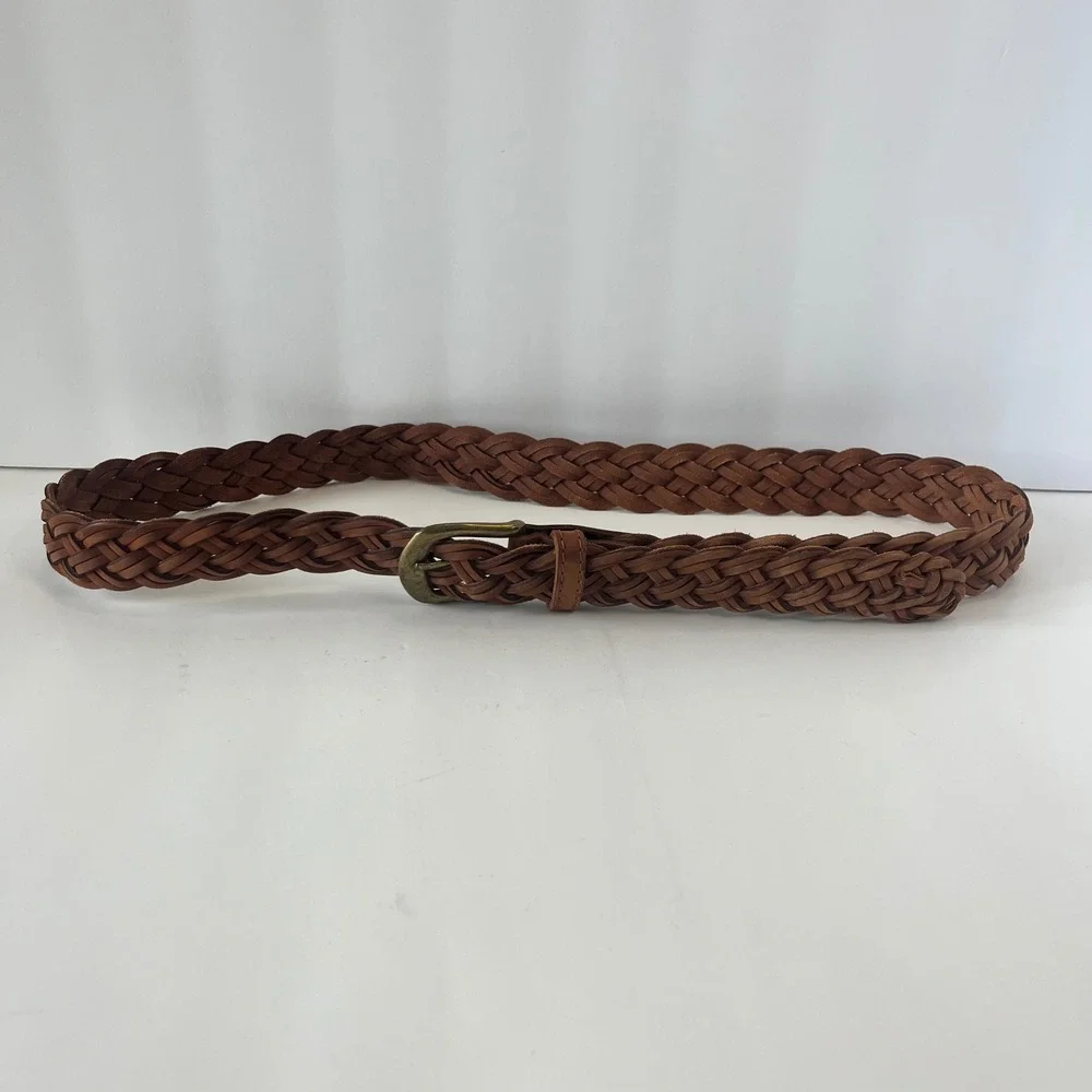 Full Grain Cowhide Braided Leather Belt Brown Woven‎ Argentina Size 36 BOHO